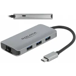 Delock 63252 (USB-C, 4 Ports), Dockingstation + USB Hub, Grau