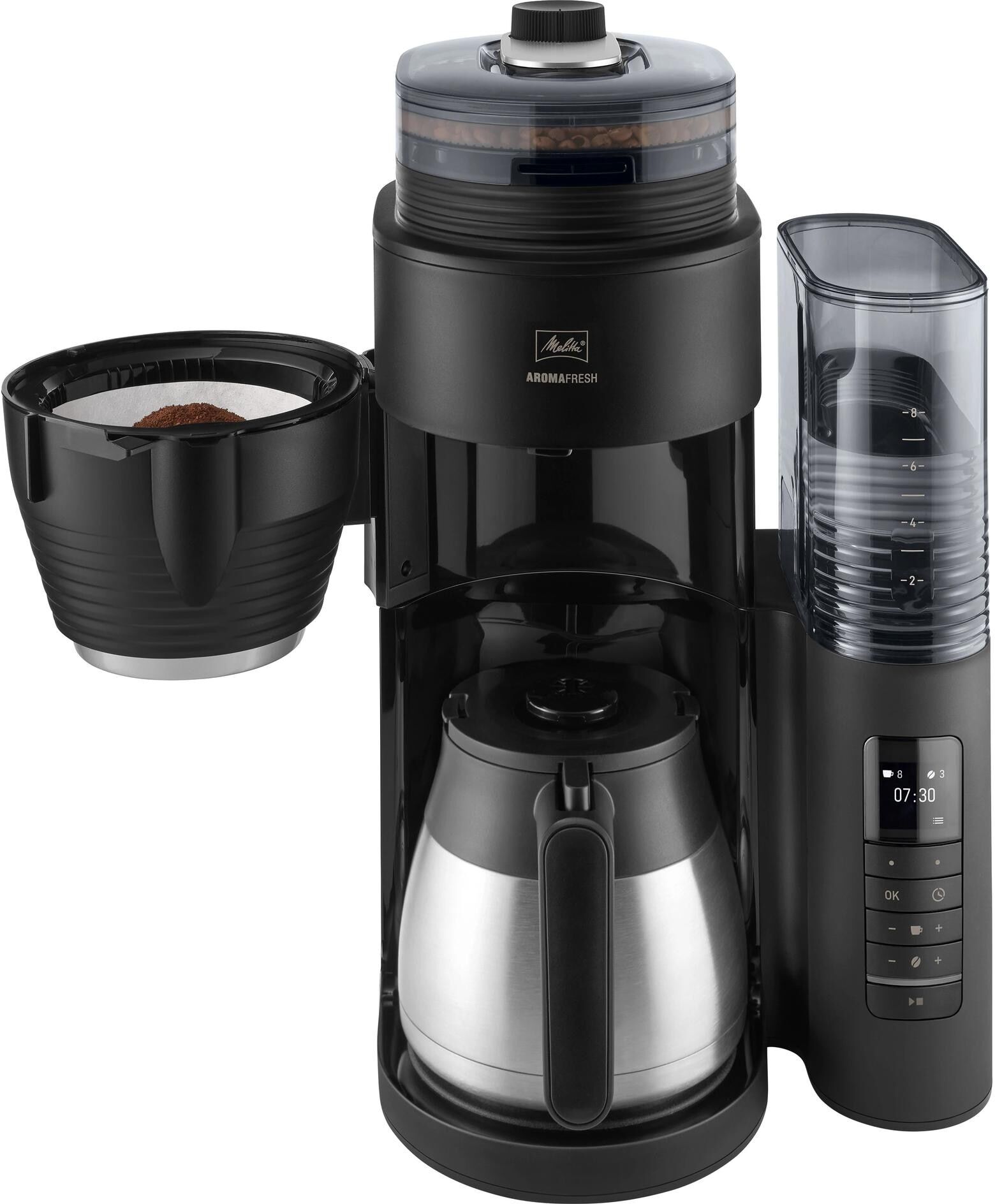 Melitta Filterkaffeemaschine "AromaFresh Therm Pro X Schwarz", schwarz, 8, Kaffeemaschinen, Filterkaffeemaschine schwarz 8