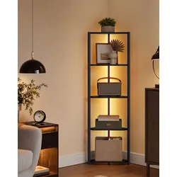 Eckregal Ebony Schwarz mit LED