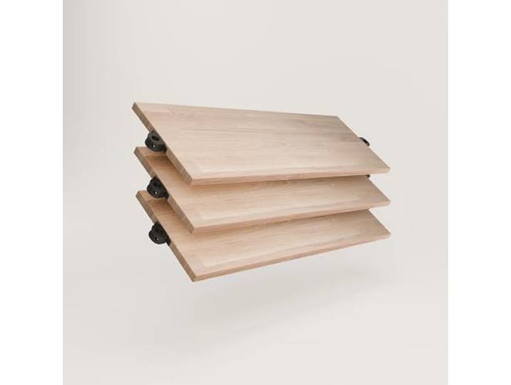 pamo Regalboden Eiche inkl. Montagezubehör 91,5 x 30,5 cm 3er Set I höhenverstellbar I stoß- & Kratzfest I Kleiderstangen offener Kleiderschrank I Made in Europe