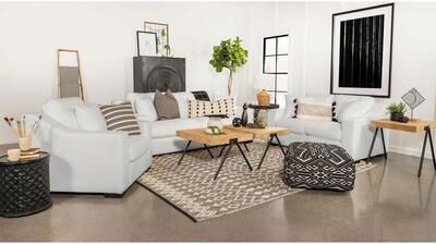 Coaster Ashlyn Upholstered Sloped Arm Sofa Set