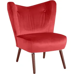 SESSEL Kathy Bezug Samtvelours Buche nussbaum dunkel / rot