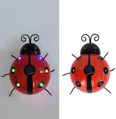 Inspire Daily Merch Metal Ladybug Solar Light Outdoor Hanging Beetle Ornament For Front Porch Backyard Decoration colored Light