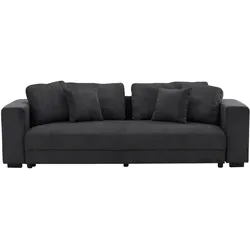 Ebuy24, Sofa + Bettsofa, Bellman Schlafsofa 3-Sitzer 4 Zierkissen Samt grau. (3-Sitzer)