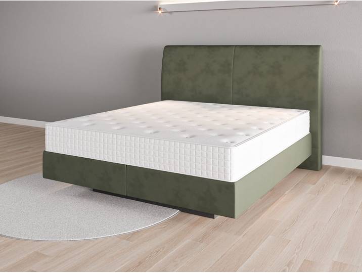 Boxspringbett 180x200 Nr. 2 - Grün (Waldgrün) - Vintage Velours