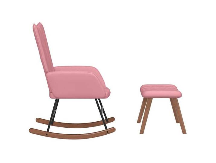 Fauteuil Allaitement - Rose - Chaise à bascule - Rocking Chair - avec repose-pied - Rose Velours 61x78x98 cm F1455