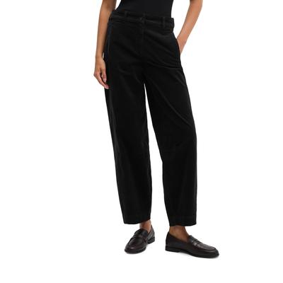 Cordhose MARC O'POLO "MINU BARREL", Damen, Gr. 36, N-Gr, schwarz, Cord, Obermaterial: 98% Baumwolle, 2% Elasthan, barrel fit lang, Hosen Cordhose, Model: Minu barrel aus Bio-Baumwolle-Mix