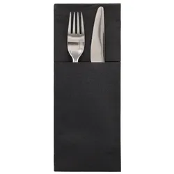 Papstar 400 Airlaid Bestecktaschen, 48 x 40 cm, 1/8-Falz, schwarz "Premium" hochwertig