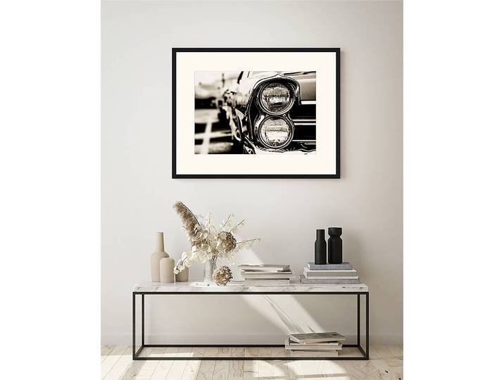 Tableau déco Classic Car Cadre : hêtre massif verni Revêtement : plexiglas Noir 93 x 73cm