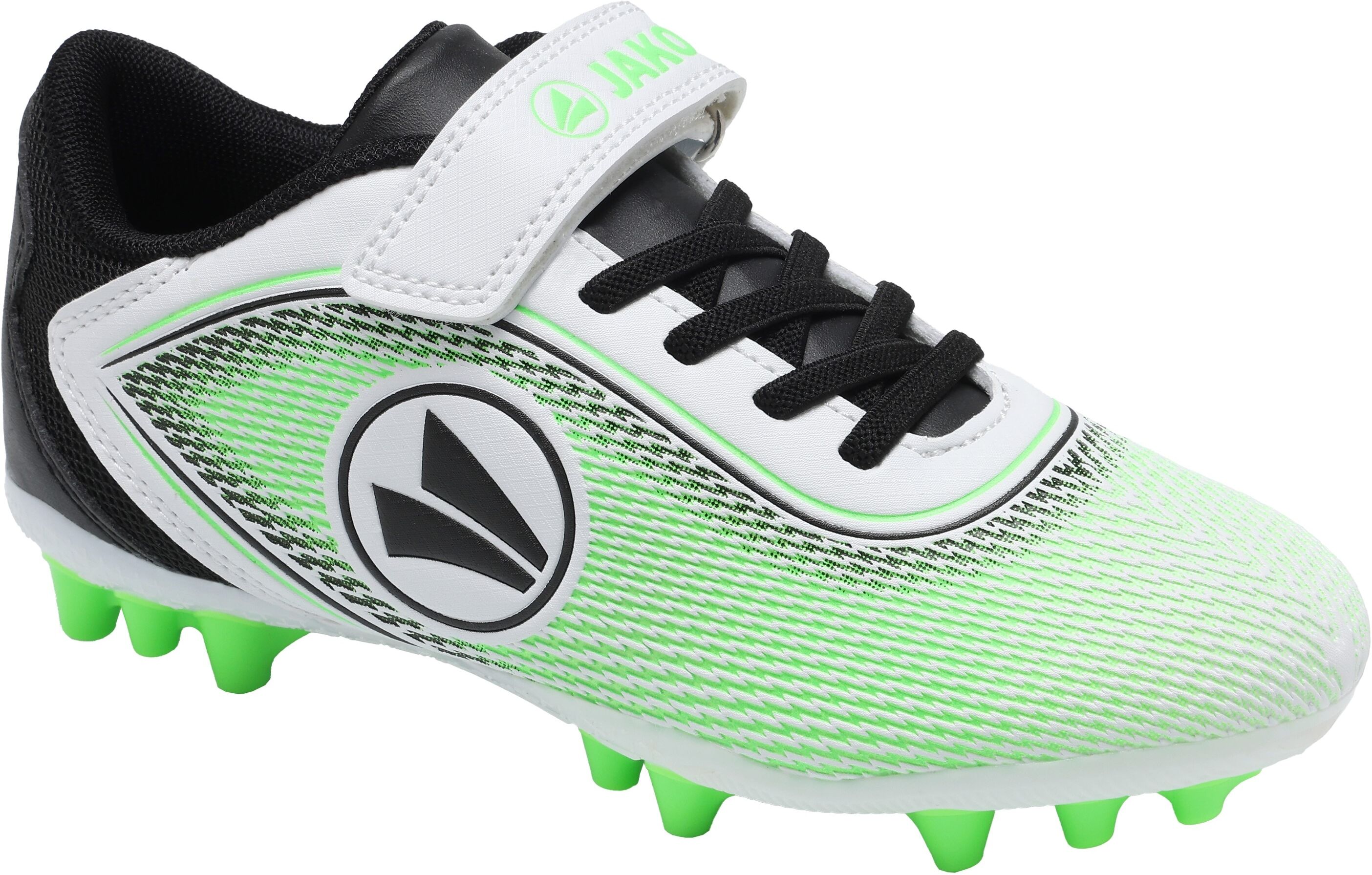 Fussballschuh JAKO "J-SFG COURSE EV", Mädchen, Gr. 28, Mesh, grün (weiß, neongrün), Synthetik, Textil, Schuhe Fussballschuh, für Rasenplätze weiß, neongrün 28, Mesh