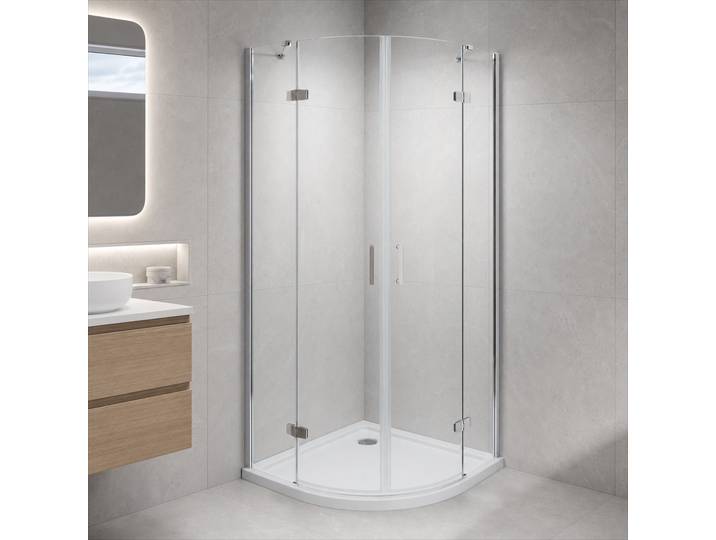 Runddusche WELLTIME Siena , transparent (chromfarben), B:90cm H:195cm T:90cm, Duschkabinen, Runddusche, Hebe-Senk-Mechanismus, barrierefrei einbaubar, mit Drehtüren