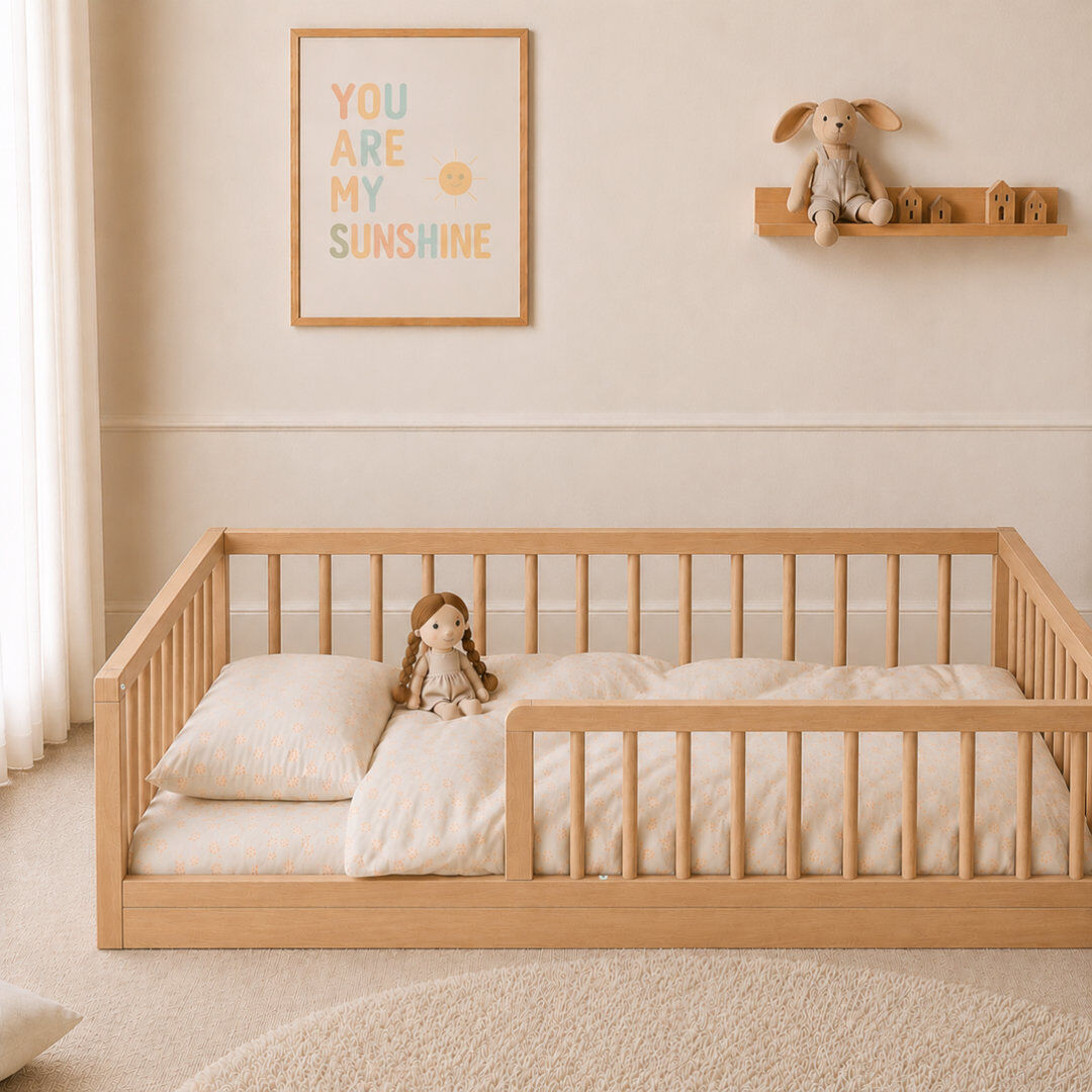 Harriet Bee Montessori Toddler Floor Bed (140 x 70) Beech