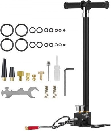 VEVOR PCP handpomp, 4-traps hogedrukpomp tot 40 MPa met olie-waterfilter en manometer, zwart