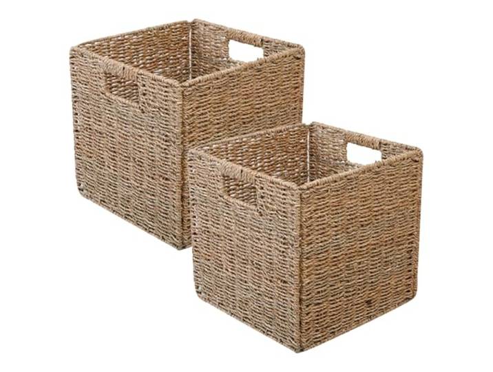 Aolawco Kallax Lot de 2 Panier Osier Rangement Pliables - 28 x 28 x 28 cm - Panier Rangement Stable avec Poignées de Transport pour étagères\, Garde-manger\, Salle