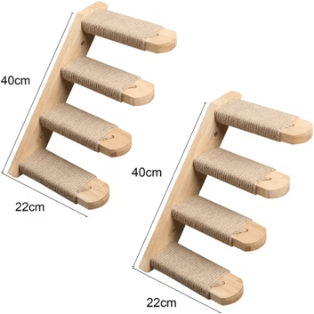 Inspire Picks Wall Mounted Cat Climbing Shelves Set Cat Hammock, Steps & Jumping Platform 2pcs Cat Stairs left