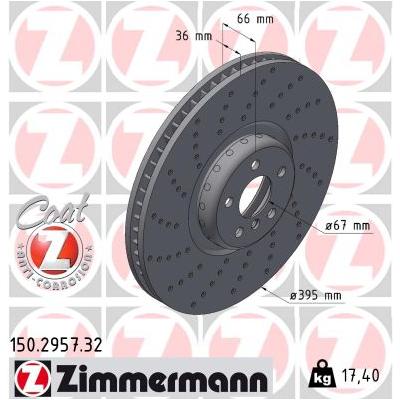 ZIMMERMANN Bremsscheibe 150.2957.32 Vorderachse links 395mm 36mm für BMW