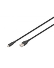 DIGITUS USB Silicone charging cable USB-A Lightning 2m 2.0 12W black Kabel Digital/Daten m (AK-600108-020-S)