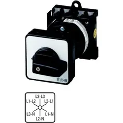 Eaton 029370 Spannungsmesserumschalter, T0, 20 A, Zwischenbau, 3 Baueinheit(en), Kontakte: 6, 60 °, rastend, ohne 0-Stellung, Phase/Phase-Phase/N