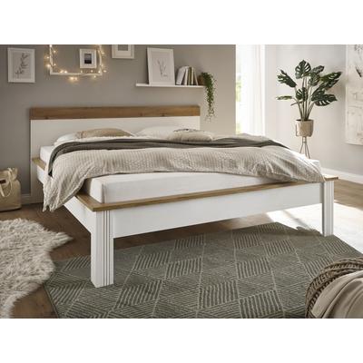 Einzelbett OTTO HOME "WESTMINSTER Bett im Landhausstil, Doppelbett, Bettgestell", weiß (pinie weiß dekor, pinie weiß dekor, eiche wotan dekor), B:197cm H:94cm L:210cm, Betten, in verschiedenen Farben verfügbar, Liegefläche 90/140/180x200 cm
