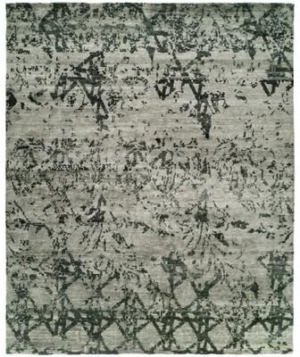 KALATY Modern Grey Hand-Knotted Viscose Area Rug