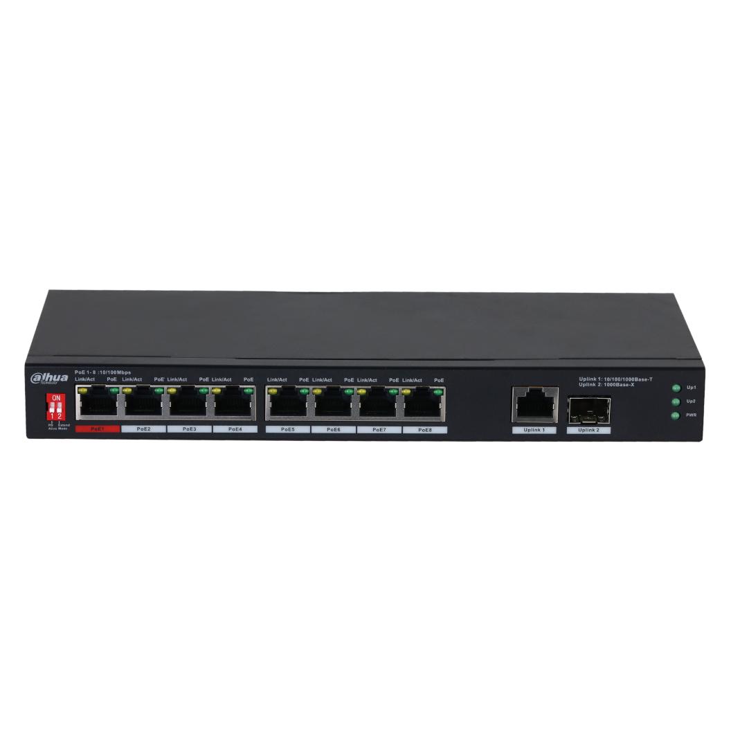 Dahua Switch||PFS3110-8ET1GT1GF-96|Desktop/pedestal|8x10Base-T / 100Base-TX|1x10Base-T / 100Base-TX / 1000 (9 Ports) (DH-PFS3110-8ET1GT1GF-96)
