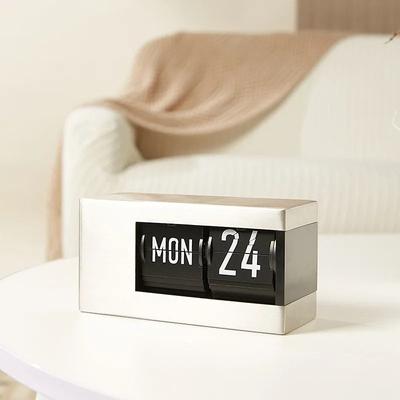 Uplift Picks Rechargeable Retro Flip Desk Clock With Calendar And Automatic Page Turning silver