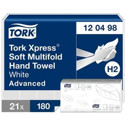 Tork Papierhandtücher »Xpress® Soft H2 Advanced« 2-lagig weiß 21x 180 Tücher weiß, 21.2 cm