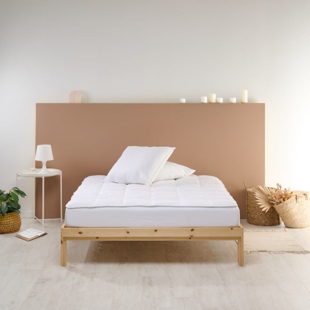 Bleu Câlin Surmatelas sensation duvet confort moelleux 90x190cm Blanc 190x0x90cm
