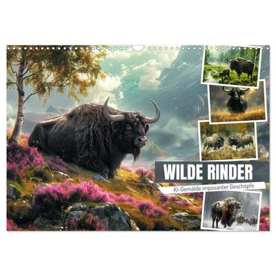 Wilde Rinder (Wandkalender 2027 DIN A3 quer), CALVENDO Monatskalender