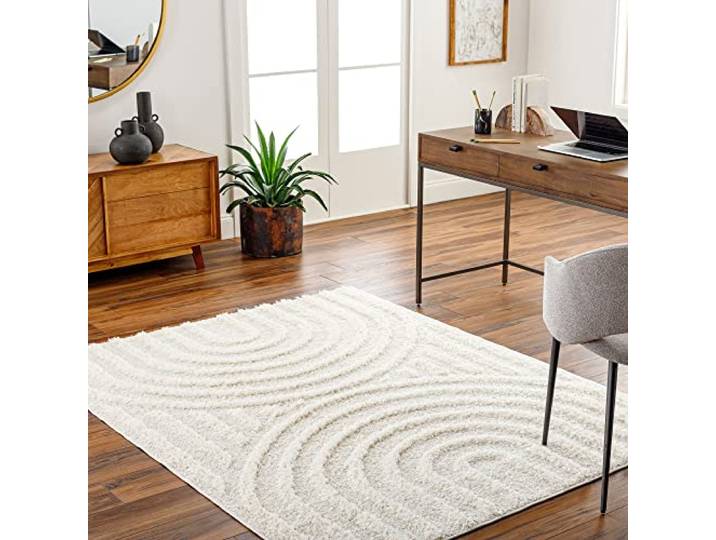 Livabliss Savannah Chauny Shaggy Teppich 200x275 cm – Beige, Weiß