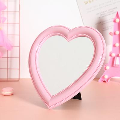 Inspire Daily Merch Girl Heart Mirror Decorative Cosmetic Mirror For Home And Dormitory Wall Decor pink