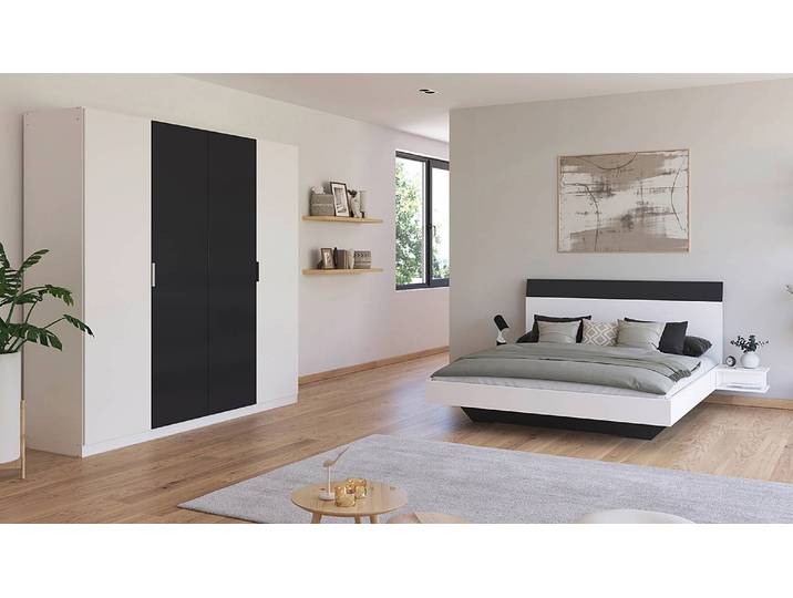 Schlafzimmerset 2-teilig Dreher 160 x 200cm Weiß/Alpinweiß/Graumetallic