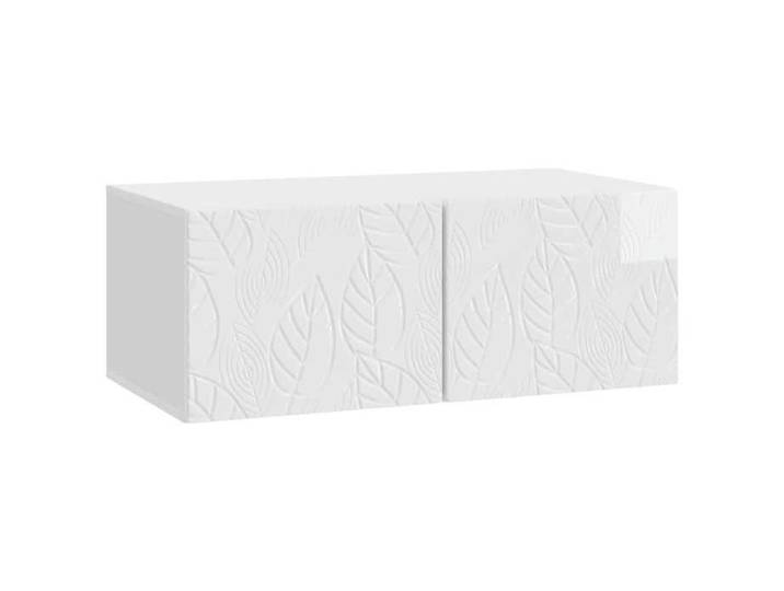 NOUVEAU Cabinet TV - Meuble TV mural - Support téléviseur contemporain - 98x41x30cm - blanc brillant - 97623