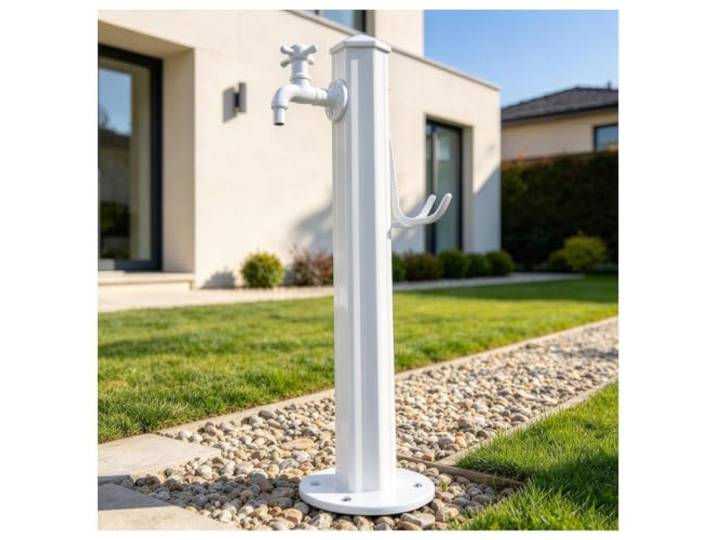 Freistehende Outdoor-Hof-Wassersäule Haken frostbeständige Wasserzapfsäule Frostbeständiger Wasserauslauf mit verdicktem Metallhahn for Haustierbäder im Garten und for Waschen von Autos(White)
