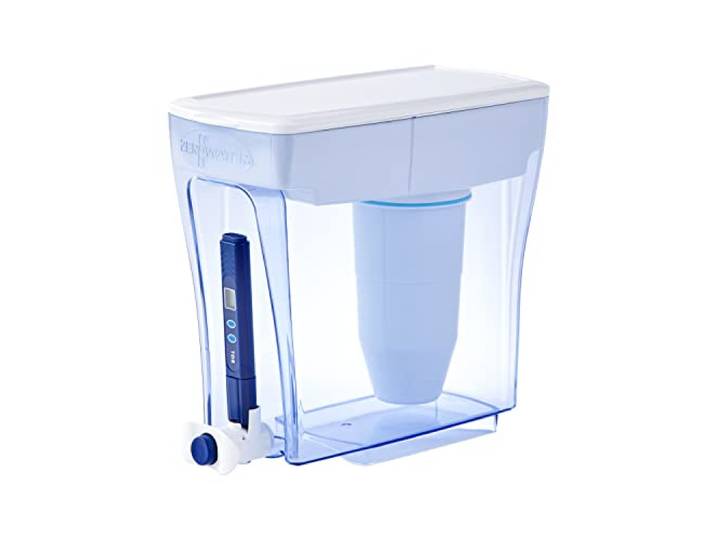 ZeroWater Wasserfilterspender für 20 Tassen, 5-stufig, NSF-zertifiziert, um Blei, andere Schwermetalle und PFOA/PFOS, weiß und blau
