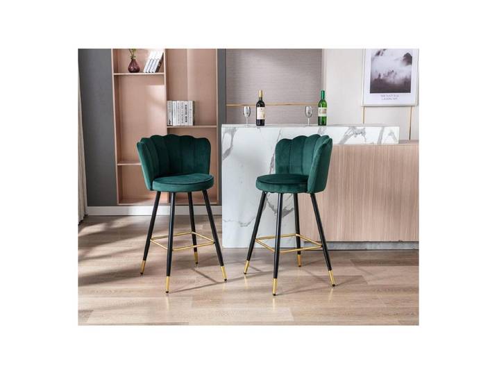 LuxusKollektion Barhocker Barhocker 2er Set Tresenhocker Metallbeine Retro Grün