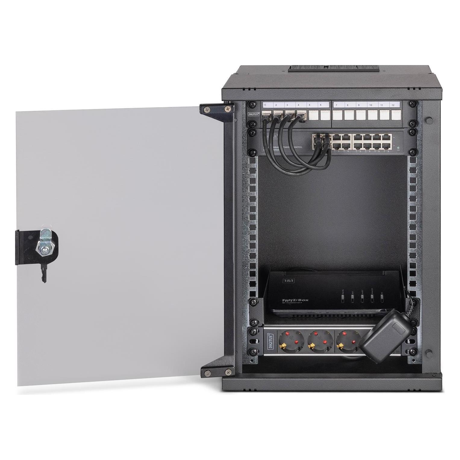 Digitus 10" Netzwerk-Set, 9HE Wandgehäuse und Zubehör, sw SOHO PRO Version (9 HE, 10 Zoll Rack) (DN-49103-SET)