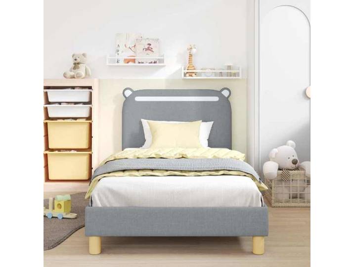 Lit 1 place - Gris clair - - Cadre de lit pour enfants avec tête de lit - Cadre de lit - moderne - pour enfants 538279