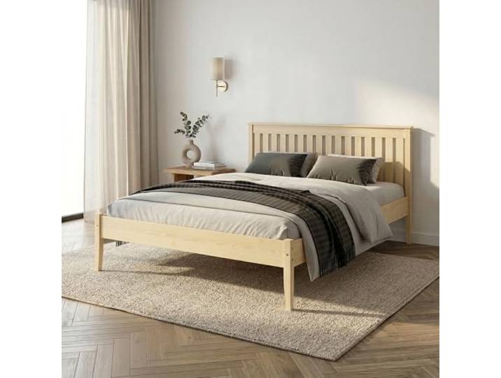 Home Collective Massivholzbett Doppelbett Bett Kiefer Naturholz Bettgestell mit Lattenrost & Kopfteil 120x200 140x200 160x200 180x200 Schlafzimmer Jugendzimmer Gästezimmer 120x200 cm Kiefer