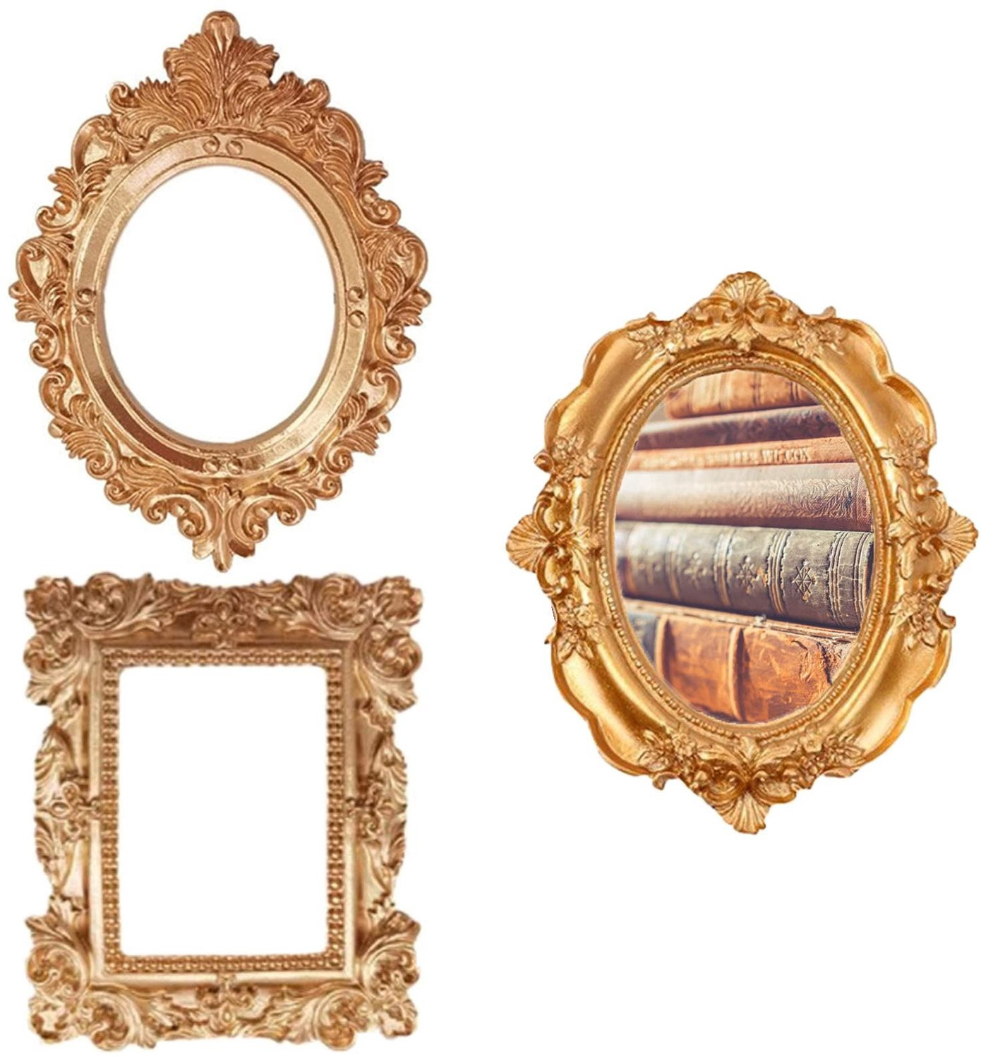 Famanu Mini Fotolijst Set van 3 Stuks, Ovaal in Antieke Stijl voor Foto's en Sieraden