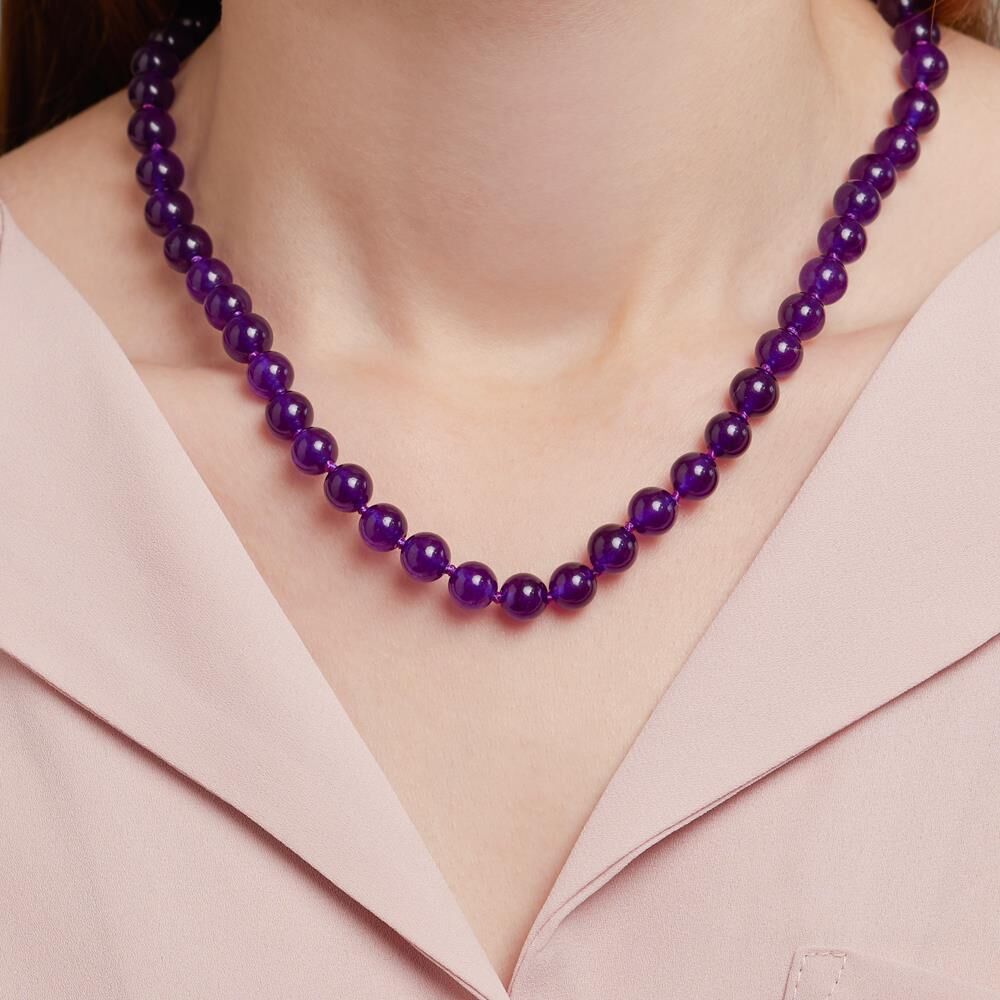 Unique Lila Jadekette aus 8mm facettierten Perlen