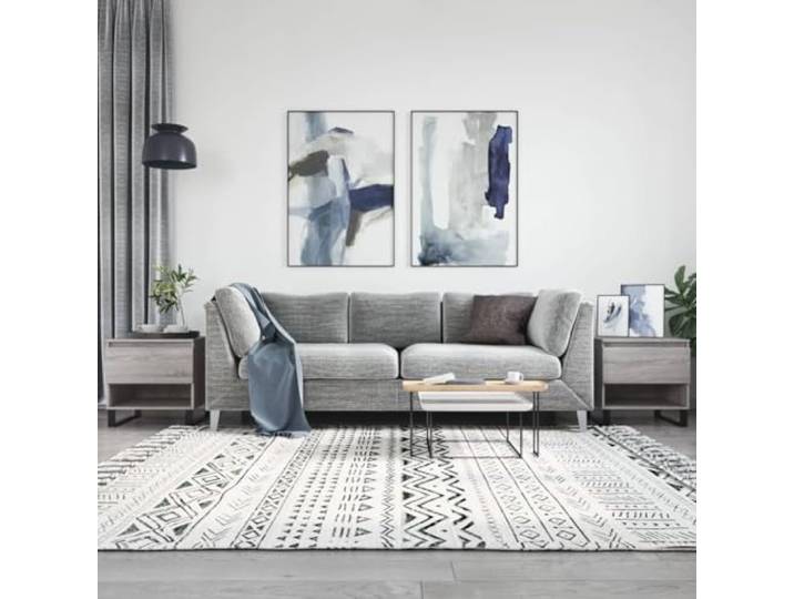 HEFZGDB Couchtische 2 STK. Grau Sonoma 50x46x50 cm Holzwerkstoff mit Schublade und Fach, Stauraum Beistelltisch, Metallbeine für Stabilität, Langlebiges Material,