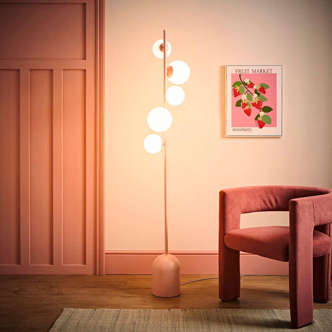 George Oliver Robelmont 165cm Pink Tree Floor Lamp Pink 165cm H X 34cm D