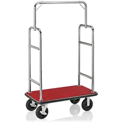 WAS Germany - Gepäckwagen, 113 x 62 x 183 cm, silberfarben, roter Teppich, Edelstahl