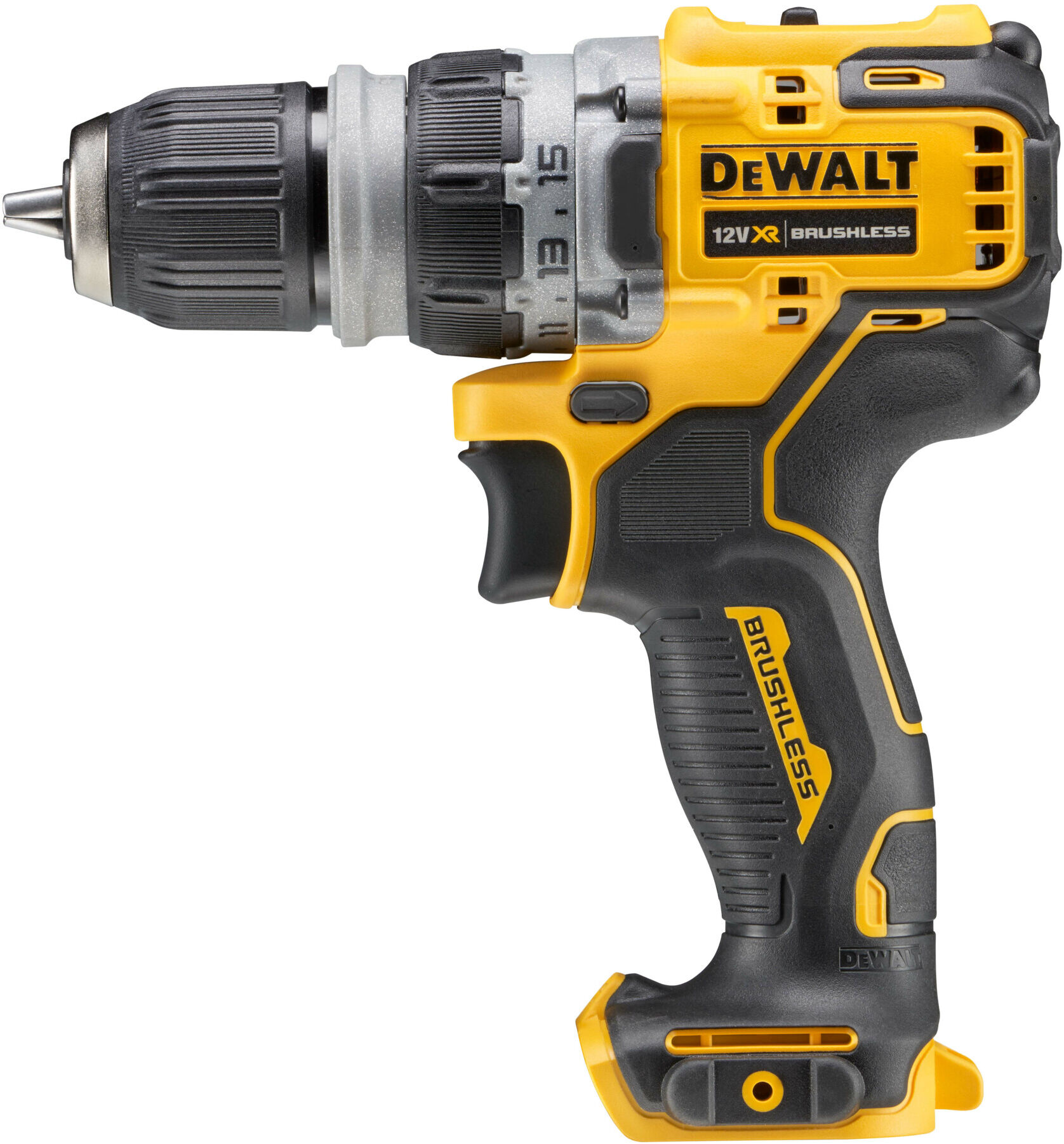 DeWalt DCD703NT-XJ Akku-Bohrschrauber 12V bürstenloser EC-Motor 2-Gang-Vollmetallgetriebe 4 werkzeuglos wechselbare Werkzeug-Aufnahmen)