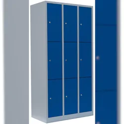 Schließfachschrank mit 9 Fächen Wertfachschrank Fächerschrank Spind 180x88,5x50cm grau/blau 520331