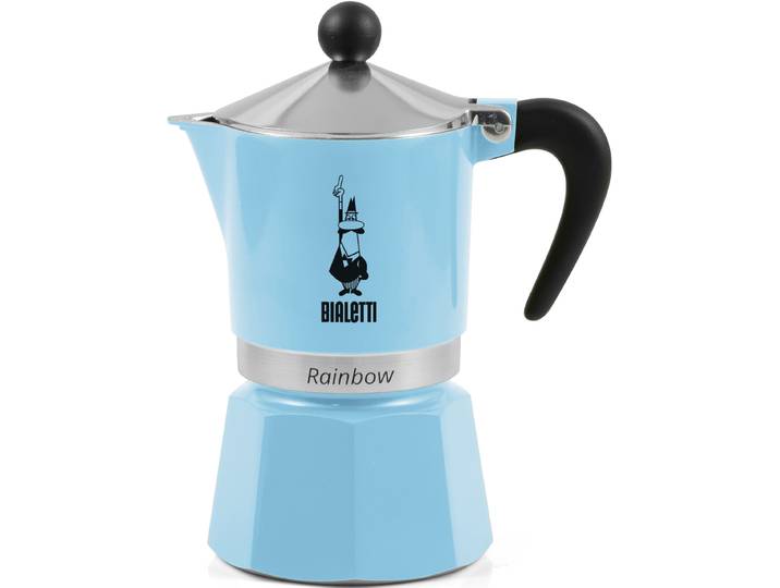 Espressokocher BIALETTI Rainbow , blau (aluminiumfarben, hellblau), 0,13 l, 3, Kaffeemaschinen, Espressokocher, Aluminium
