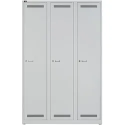 Garderobenschrank LIGHT | 3 Abteile, Breite 1200 m - 245 lichtgrau