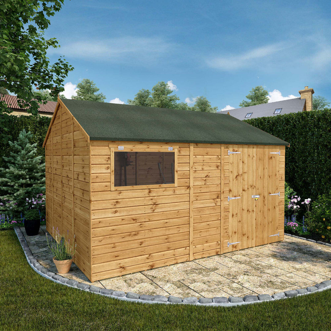 Mercia Garden Products Mercia 12 x 10ft Premium Shiplap Reverse Apex Workshop Brown 357cm W X 306cm D X 250cm H