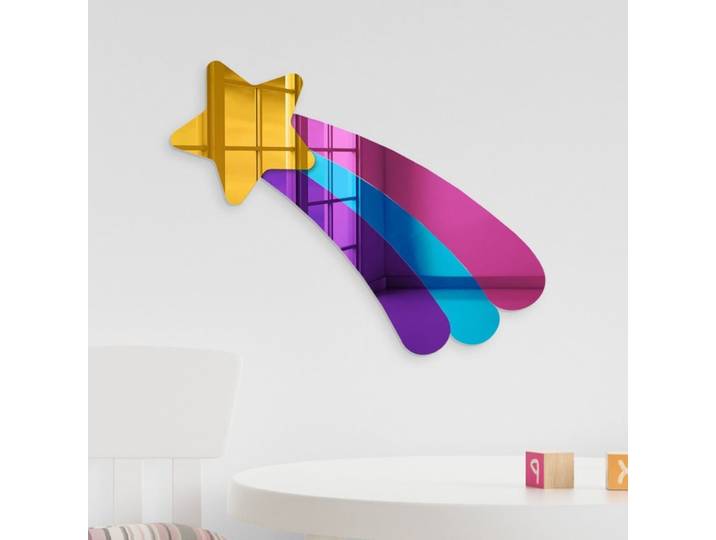 Décoration Murale Miroir Acrylique Étoile Filante – Décoration Murale Étoile pour Chambre d'Enfant – Étoiles Mignonnes et Brillantes à Suspendre au Mur